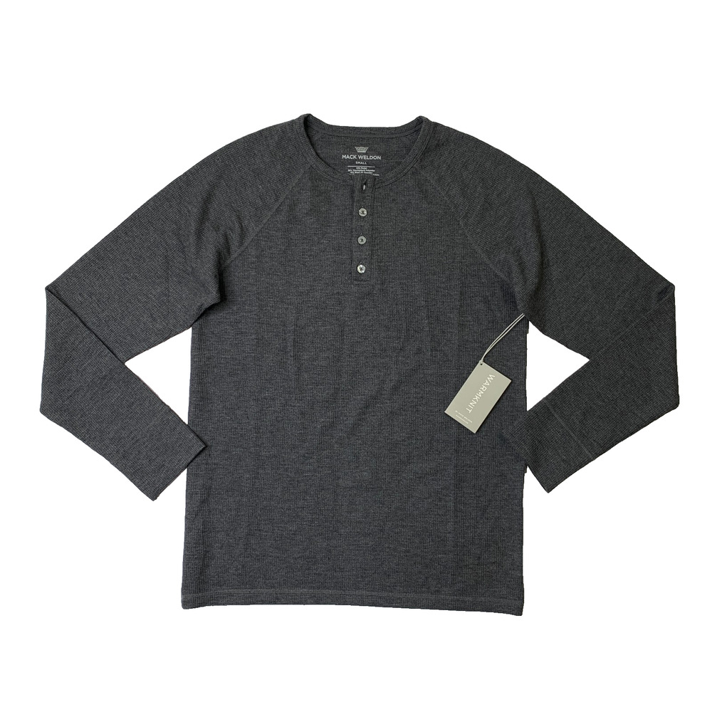 Mack Weldon Sweater Mens S Small Gray Warmknit Waffle Henley Modal Wool Blend